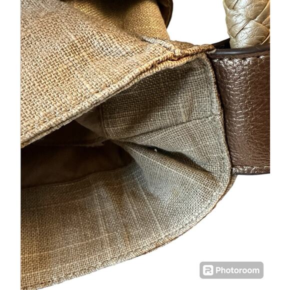 Relic Purse Beige Canvas Tea Rose Appliqué Double Shoulder Strap Hobo Handbag - Picture 14 of 14